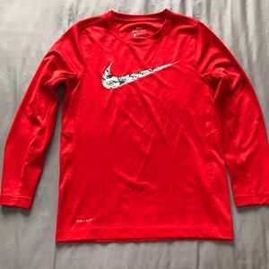 Nike Dri-Fit Red Longsleeve Youth Small